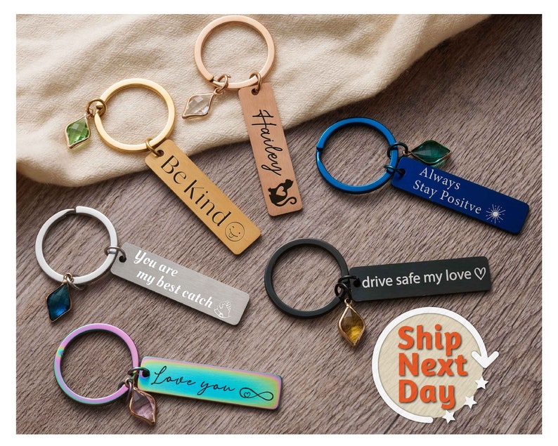 Custom Keychain Personalized Gifts for Her Best Friend Birthday Gift Engraved Key Chain Boyfriend Valentines Gifts Key Ring Gifts for Mom image 1