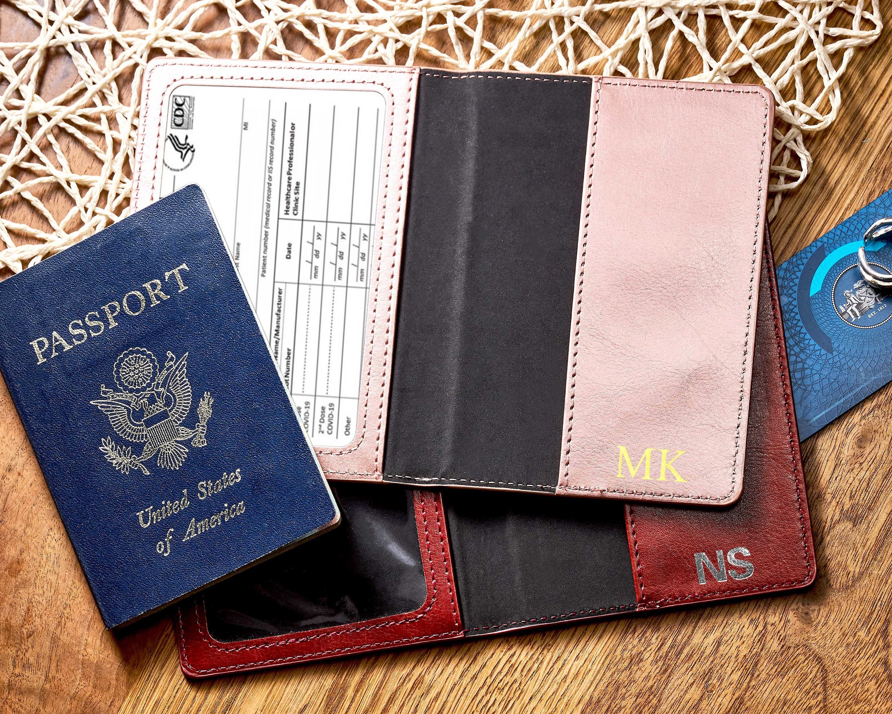 Comfitime Passport Holder RFID Blocking Passport Wallet for Cash, Travel Wallet Passport Cover with Vaccine Card Holder for Men/Women, Waterproof PU