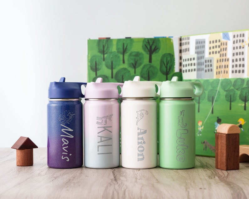 Personalized Gifts for Little Boy Girl Name Water Bottle Custom Engraved Kids Cup 12 oz Stainless Steel Kids Wedding Gift for Child image 10
