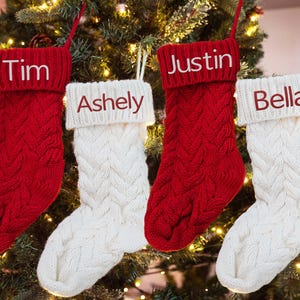 Custom Christmas Stockings | Personalized Knit Stocking | Knit Stocking | Embroidered Christmas Stocking | Kids Gift Ideas for Christmas