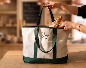 Soft Tote Bag Personalized Blue Work Bag, Laptop Tote Bag, Bridesmaids Bachelorette Party Favor, Gift for Mom