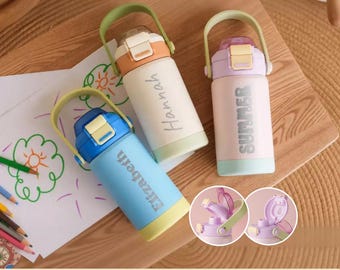 Personalized Kids Water Bottle: Stainless Steel Tumbler, Custom Name Party Favors [W+R]