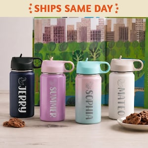 Personalized Water Bottle Gifts for Kid, Back To School Custom Toddler Cups Kids Tumbler, Stainless Steel Water Bottle Birthday Party Favors
