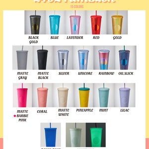 Gobelet clouté personnalisé, 24 oz, 15 couleurs avec paille Cadeau personnalisé gobelet à café irisé mat pour elle Cadeau Saint Valentin image 2