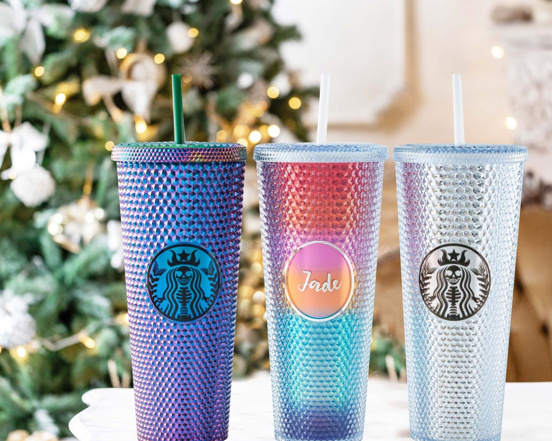 Sister Novelties Set of 2 Reusable Coffee Cups with Lids, Light Up Christmas Tumbler, Plastic Cups with Lids and Straws, Tumbler Cups with Lids