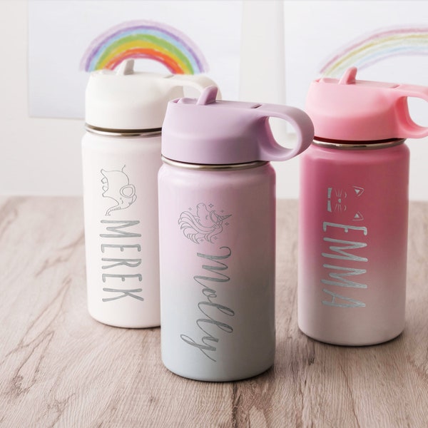 Personalized Water Bottles for Boys Girls |Personalized Engraved Wedding Present for Kids Tumbler 12 oz Stainless Steel | Toddler Kids Gifts