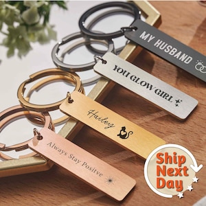 Monogram Key Chain for Men Custom Metal Keychain, Charm Stainless Steel Key Chain, Valentine's Day Gifts for Boyfriend, Anniversary Gift WKN