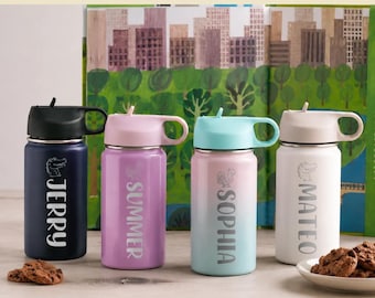 Personalized Water Bottle Gifts for Kid, Back To School Custom Toddler Cups Kids Tumbler, Stainless Steel Water Bottle Birthday Party Favors