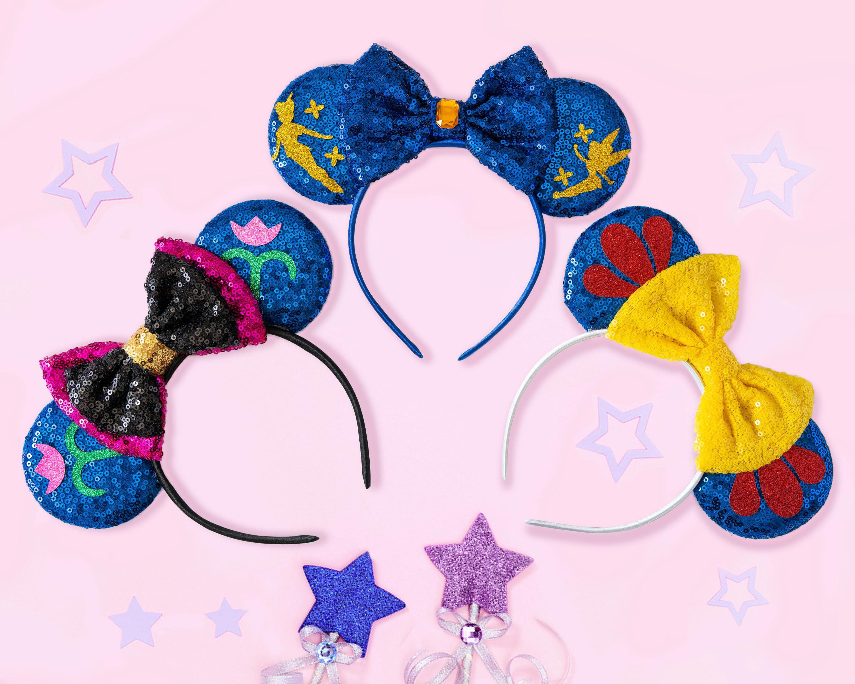 Siganorpy Mouse Ears Bow Headbands Mice Sequin Ears Headbands For Girls Women Cosplay Costume Glitter Princess Party Decoration Cosplay Costume For