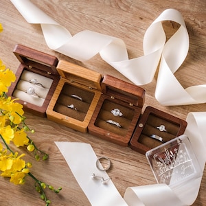High Quality Wedding Ring Box for Ceremony, Custom Wood Ring Box, Acrylic Ring Box, Proposal Ring Bearer Engagement Ring Case  DLY