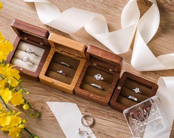 High Quality Wedding Ring Box for Ceremony, Custom Wood Ring Box, Acrylic Ring Box, Proposal Ring Bearer Engagement Ring Case  DLY