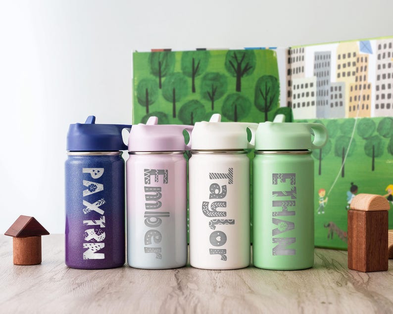 Personalized Water Bottle Gifts for Kid, Back To School Custom Toddler Cups Kids Tumbler, Stainless Steel Water Bottle Birthday Party Favors