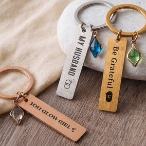 Custom Keychain Personalized Gifts for Her Best Friend Birthday Gift Engraved Key Chain Boyfriend Valentines Gifts Key Ring Gifts for Mom image 2