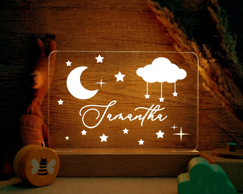 Personalized Gifts for Baby Moon Stars Night Light | Kids Room Decor | Baby Boy Gift | Baby Shower Gift Newborn Gifts | Girls Bedroom Decor 