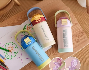 Personalized Kids Water Bottle: Stainless Steel Tumbler, Custom Name Party Favors