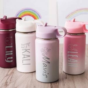 Back To School Supplies Personalized Water Bottles, First Birthday Gifts for Kids Toddlers, Kids Tumbler Custom Name Cup, Kids Party Favors