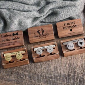 Groomsmen Cufflinks, Groomsmen Gifts, Personalized Cufflinks for Men, Best Man Gift, Father's Day Gift, Gifts for Dad, Custom Tie Clip Set