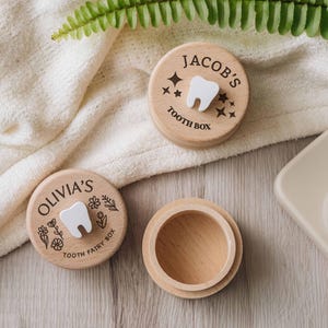 Caja de madera personalizada para el hada de los dientes, regalo para niña, caja de recuerdo grabada, regalos para niños de un año.