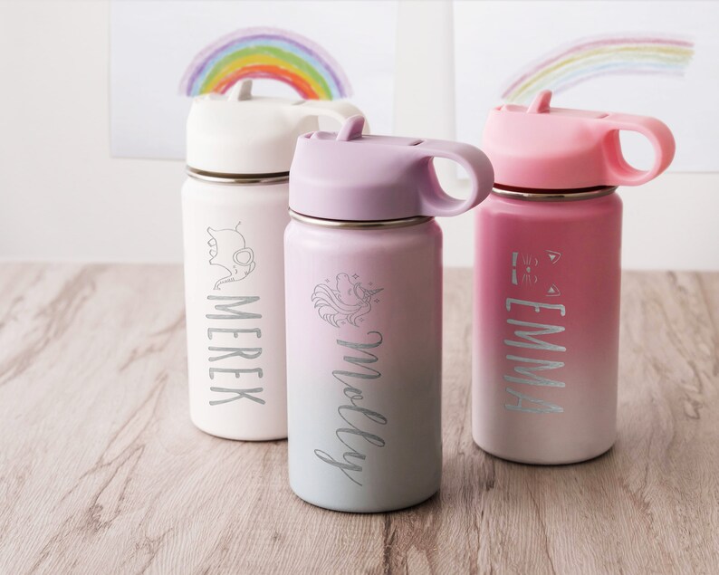 Personalized Gifts for Little Boy Girl Name Water Bottle Custom Engraved Kids Cup 12 oz Stainless Steel Kids Wedding Gift for Child image 6