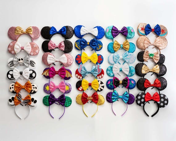 Cerchietto Con Fiocco Cerchietto Orecchie Topo Con Fiocco - Accessorio Feste, Disney, Carnevale, Paillettes Orecchie Mouse Cosplay