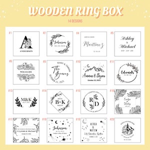 Wedding Ring Box Personalized Ring Box Ring Bearer Box Double Slot Square Wooden Ring Box for Wedding Ceremony Engagement Ring Box image 3