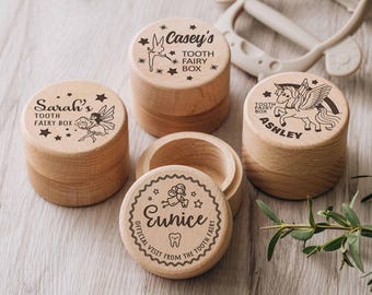 Tooth Fairy Box 1st Birthday Gift, Personalized Baby Gift Tooth Fairy Pillow, Custom Wooden Box Holliday Gift Engraved Wood Box Keepsake