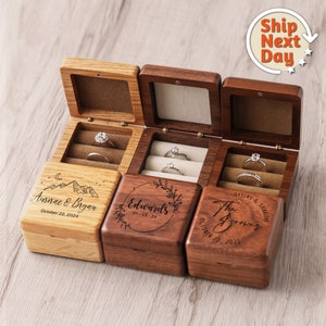 Double Slot Ring Bearer Box | Personalized Ring Box For Wedding Ceremony | Square Wooden Ring Box | Wedding Ring Box | Engagement Ring Box