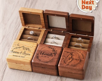 Double Slot Ring Bearer Box | Personalized Ring Box For Wedding Ceremony | Square Wooden Ring Box | Wedding Ring Box | Engagement Ring Box