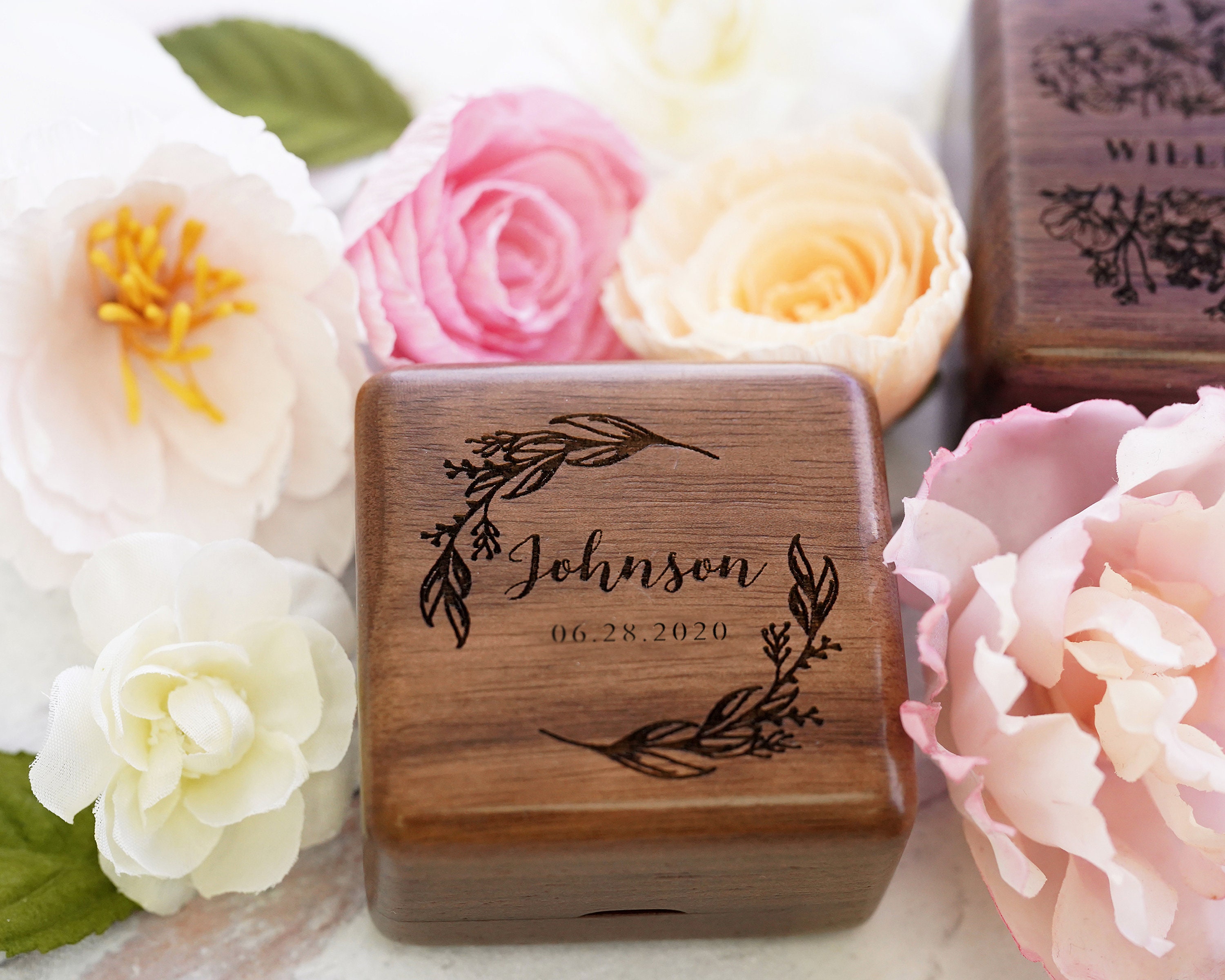 Engagement Ring Box Double Slot Wedding Ring Box Square Etsy Denmark