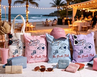 Custom Book Tote - Personalized Beach Vibes Las Vegas Wedding Gift for Bachelorette Party