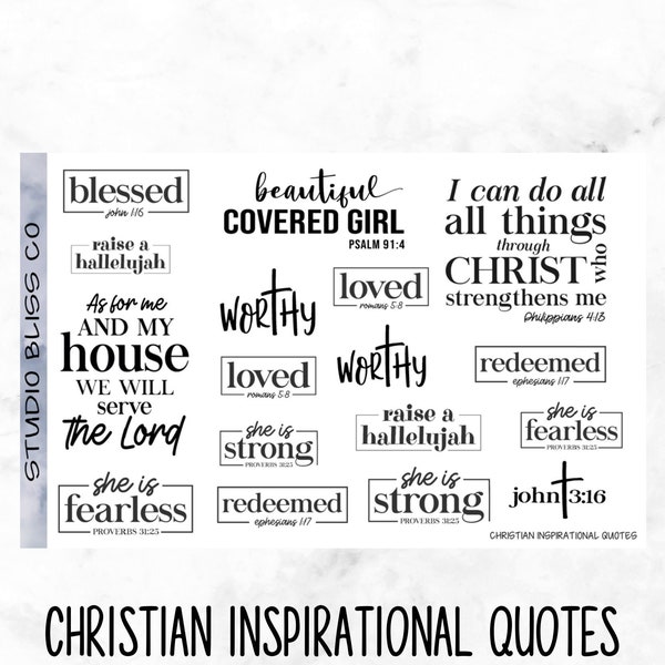 Planner Stickers, Journaling Stickers, Christian Inspirational Quotes