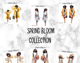 Planner Stickers | Dolls | Bundle & Save | Spring Bloom Collection | Choose Your Sheet| SKU BLOOM 001 - BLOOM 012