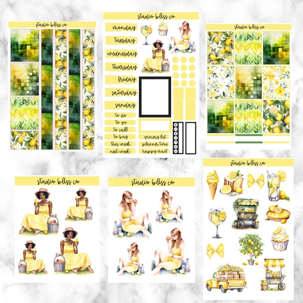 Planner Sticker Kit, Weekly Sticker Kit, Decorative Stickers, Planner Stickers, Lemonade Party