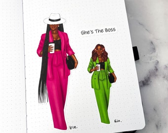 Planner Stickers | She's The Boss | Tall Dolls | XL Dolls | Journaling and Planner Fashion Dolls