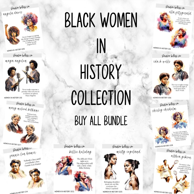 Planner Stickers Dolls Bundle & Save Black Women in History Collection Choose Your Sheet SKU BWH-001 to BWH-014 Buy All Bundle (14)