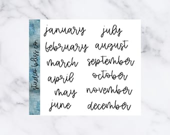 Planner Stickers | Months | Large Script | Farm House Font