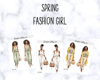 Planner Stickers | Dolls | Spring Fashion Girl Collection | Choose Your Sheet | Bundle & Save | SKU SFG 001 - 016
