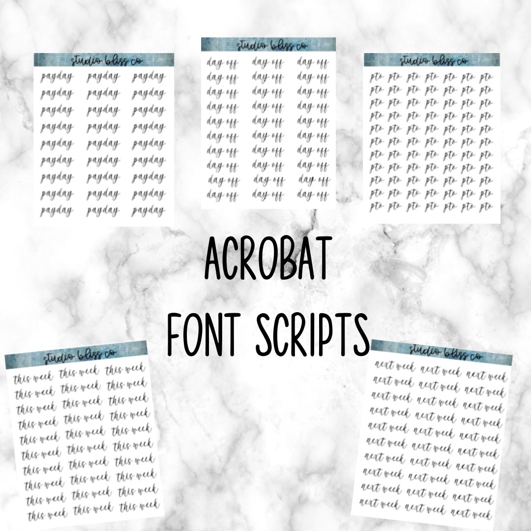 Planner Stickers, Script Stickers, Handwritten Font Stickers, Acrobat