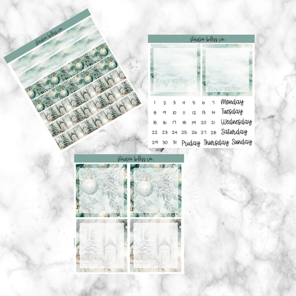 Planner Stickers, A5 Daily Duo Mini Kit, A5 Daily Duo Weekly Kit Sticker Kit, Mint Holiday