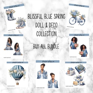 Planner Stickers Dolls Deco Bundle & Save Gentle Spring Doll and Deco Collection Choose Your Sheet Blissful Blue Spring Buy All Bundle (8)