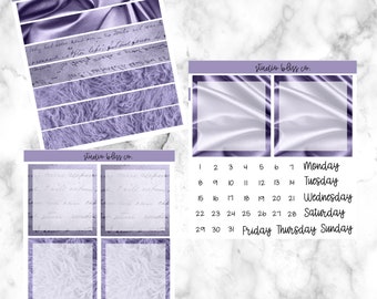 Planner Stickers, A5 Daily Duo Mini Kit, A5 Daily Duo Weekly Kit Sticker Kit, Lavender Texture
