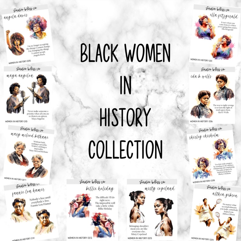 Planner Stickers Dolls Bundle & Save Black Women in History Collection Choose Your Sheet SKU BWH-001 to BWH-014 image 1