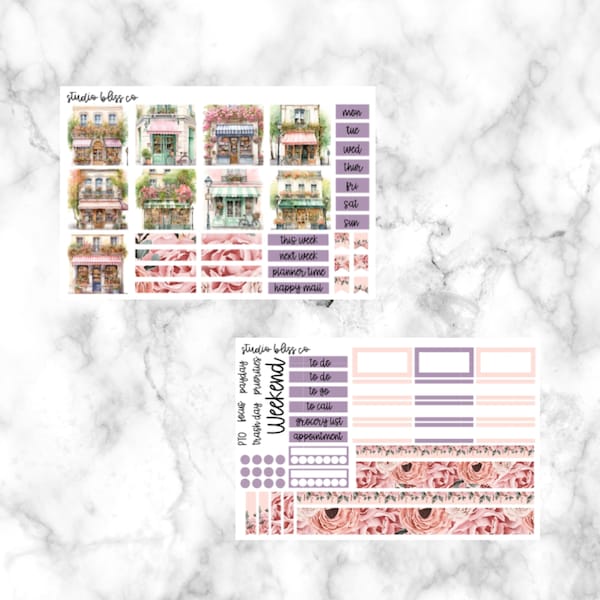 Planner Stickers, Hobonichi Cousin Sticker Kit, Weekly Sticker Kit, Parisian Cafe Hobonichi