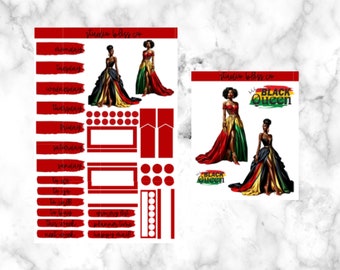 Planner Stickers, Weekly Mini Kit, Doll Stickers, Juneteenth Royalty