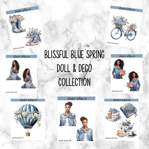 Planner Stickers Dolls Deco Bundle & Save Gentle Spring Doll and Deco Collection Choose Your Sheet Blissful Blue Spring image 2