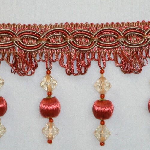 4 Gold Beaded Tassel Fringe Trim / Drapery Etsy