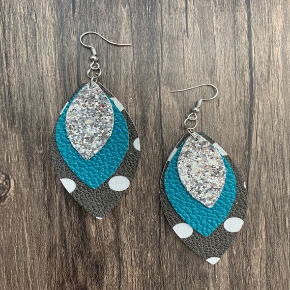 Faux Leather Earrings Layer Teardrop Earrings Statement