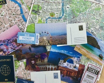 Mini tourist bundle with maps, postcards, tickets and passport -  dollhouse printable - 1:6 scale