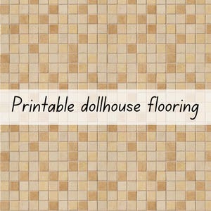 Tiled dollhouse flooring kitchen bathroom brown beige 1-6 & 1-12 scale printable download