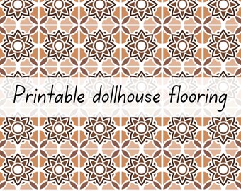 Tiled dollhouse flooring kitchen bathroom 1:6 scale printable download